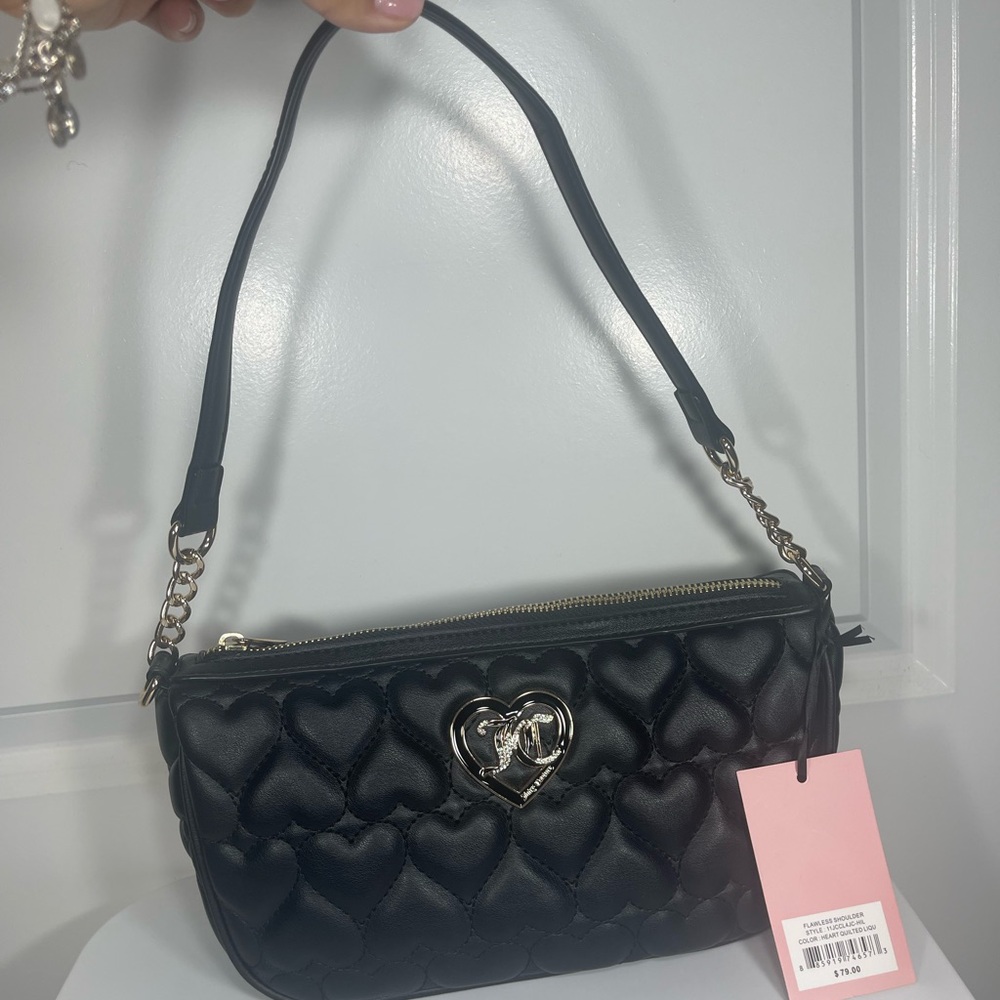 SOLD Juicy Couture Black Quilted Heart Shoulder Bag